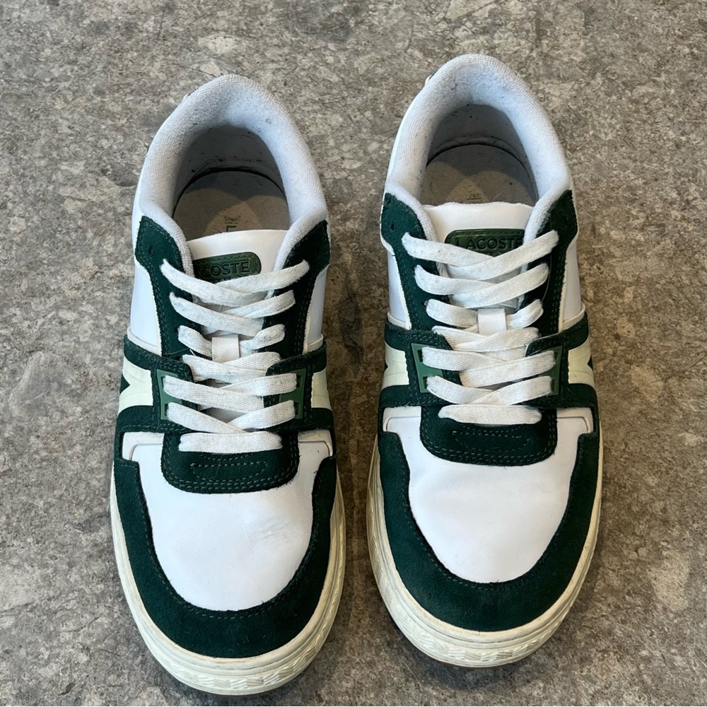 Lacoste L001 Leather Dark Green and White Sneakers